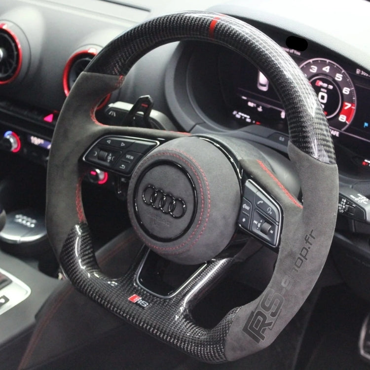 Volant Audi A4 A5 B9 en fibre de carbone et cuir perforé