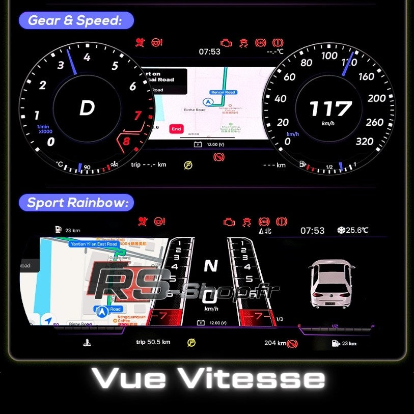 Compteur digital Virtual Cockpit pour Volkswagen Golf 7 et Tiguan